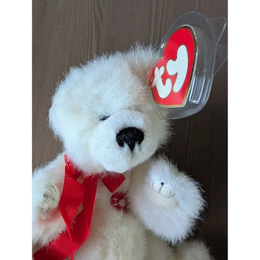 Ty Amore White Bear Red‎ Ribbon I Heart U Plush Collectible Love Valentine's Toy
